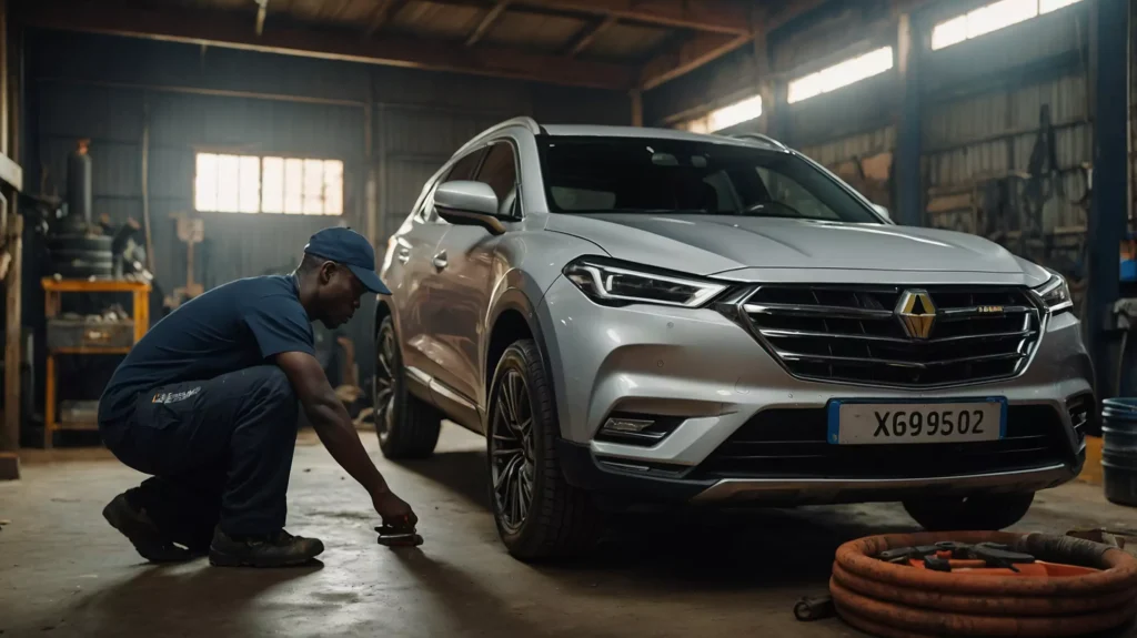 Mécanicien à Dakar utilisant des outils d'entretien automobile pour une maintenance facile et efficace.