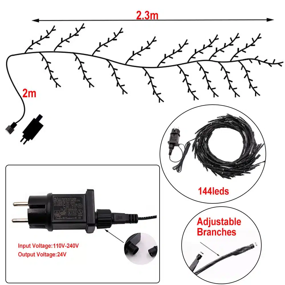 Vigne lumineuse LED pour mur et cheminée